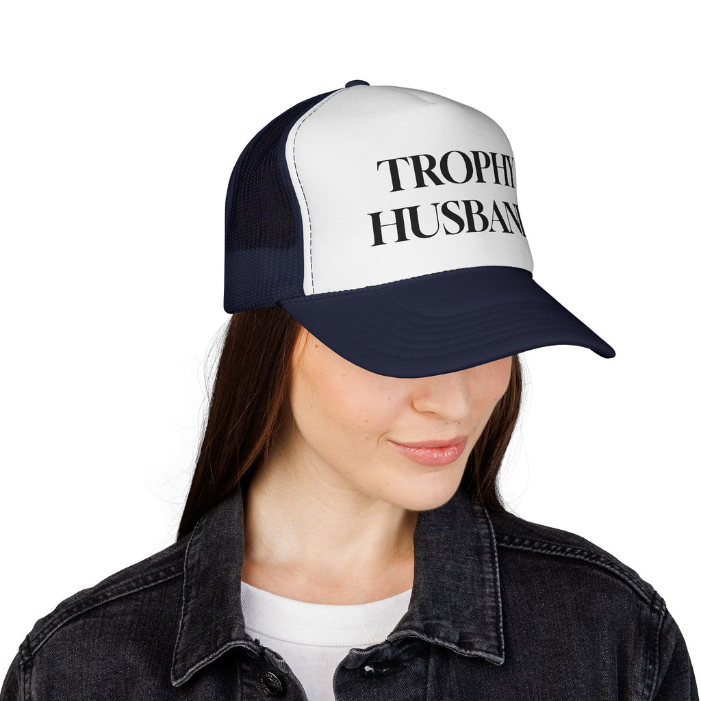 Trophy Husband Trucker Hat — Funny Novelty Mesh Cap for Gifts & Anniversaries