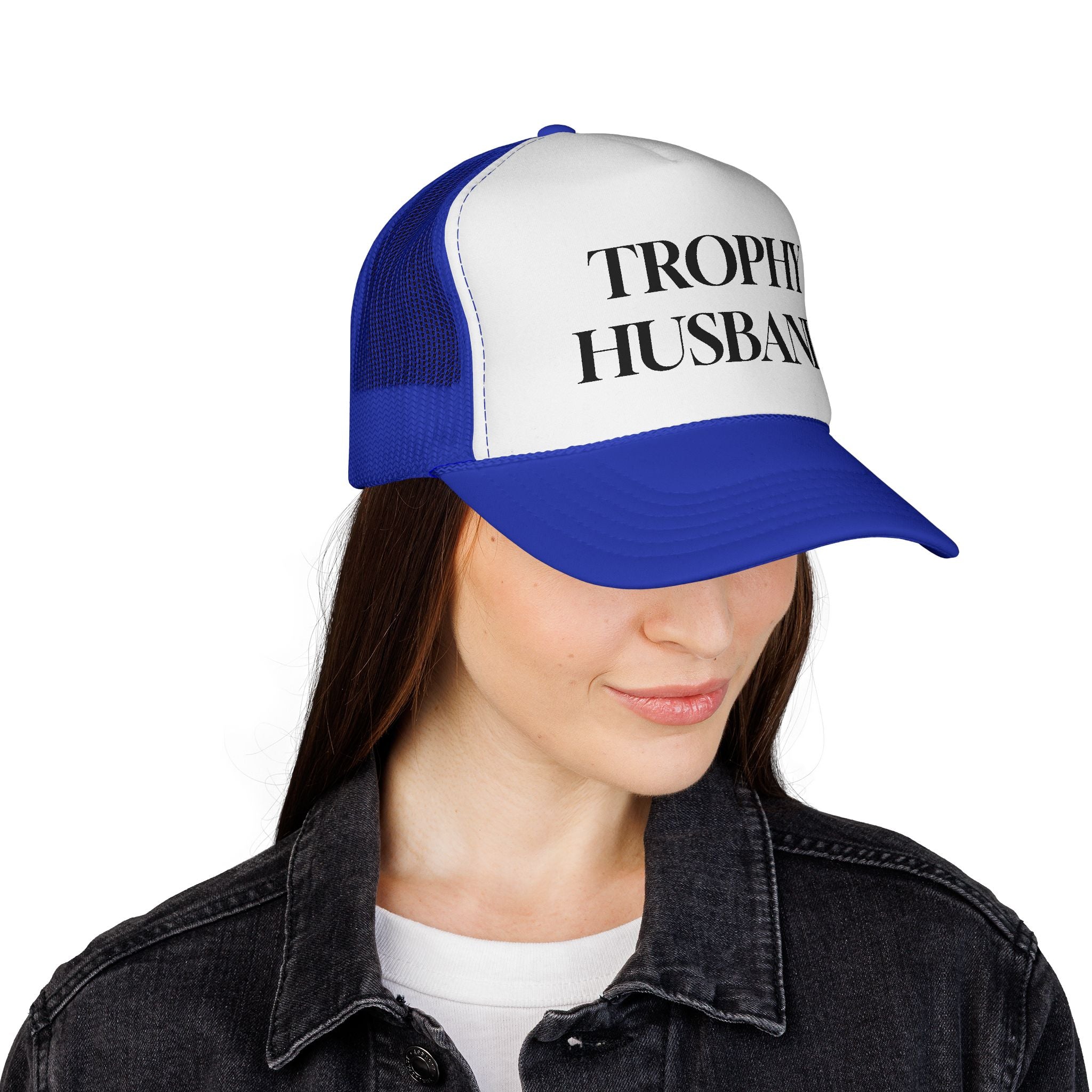 Trophy Husband Trucker Hat — Funny Novelty Mesh Cap for Gifts & Anniversaries