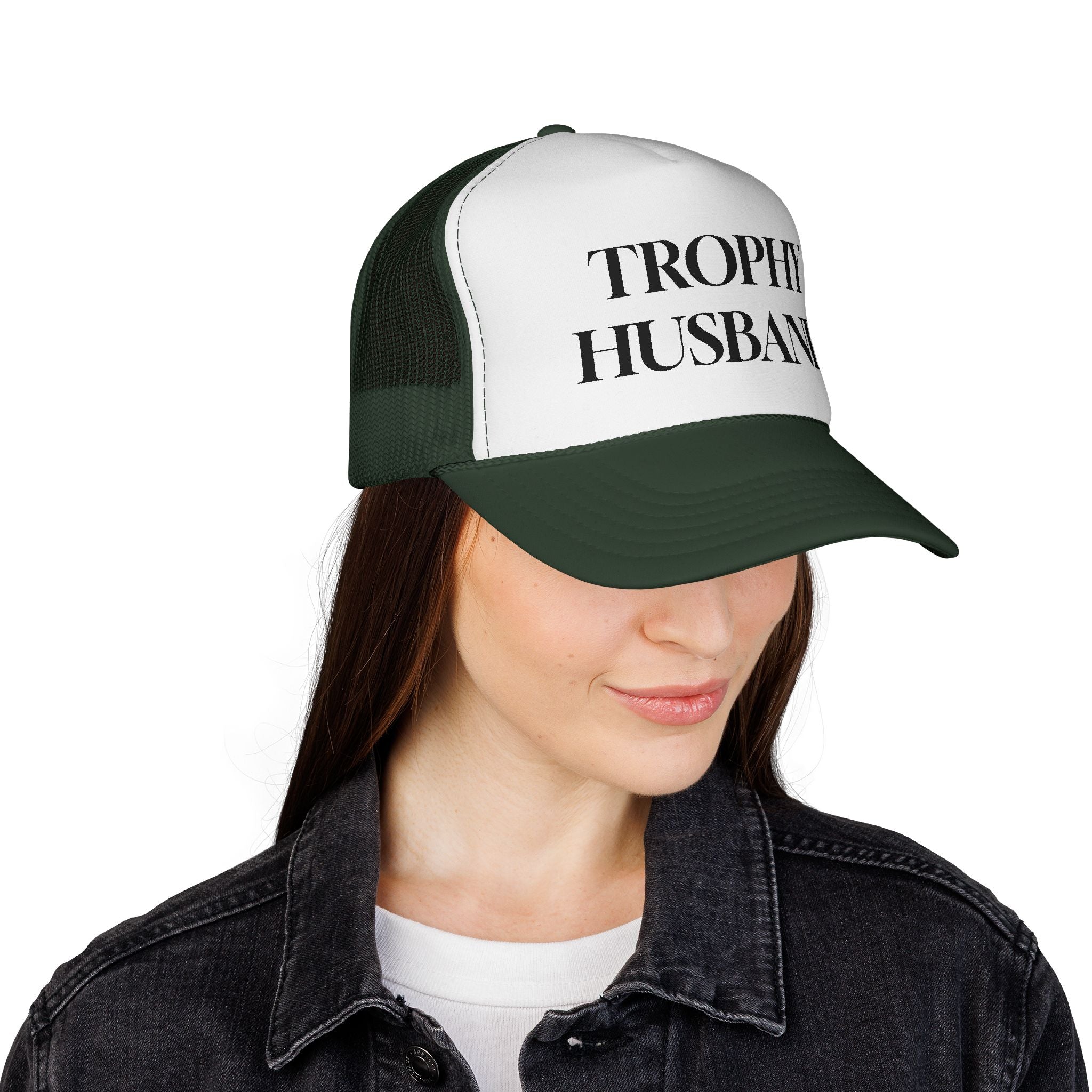 Trophy Husband Trucker Hat — Funny Novelty Mesh Cap for Gifts & Anniversaries
