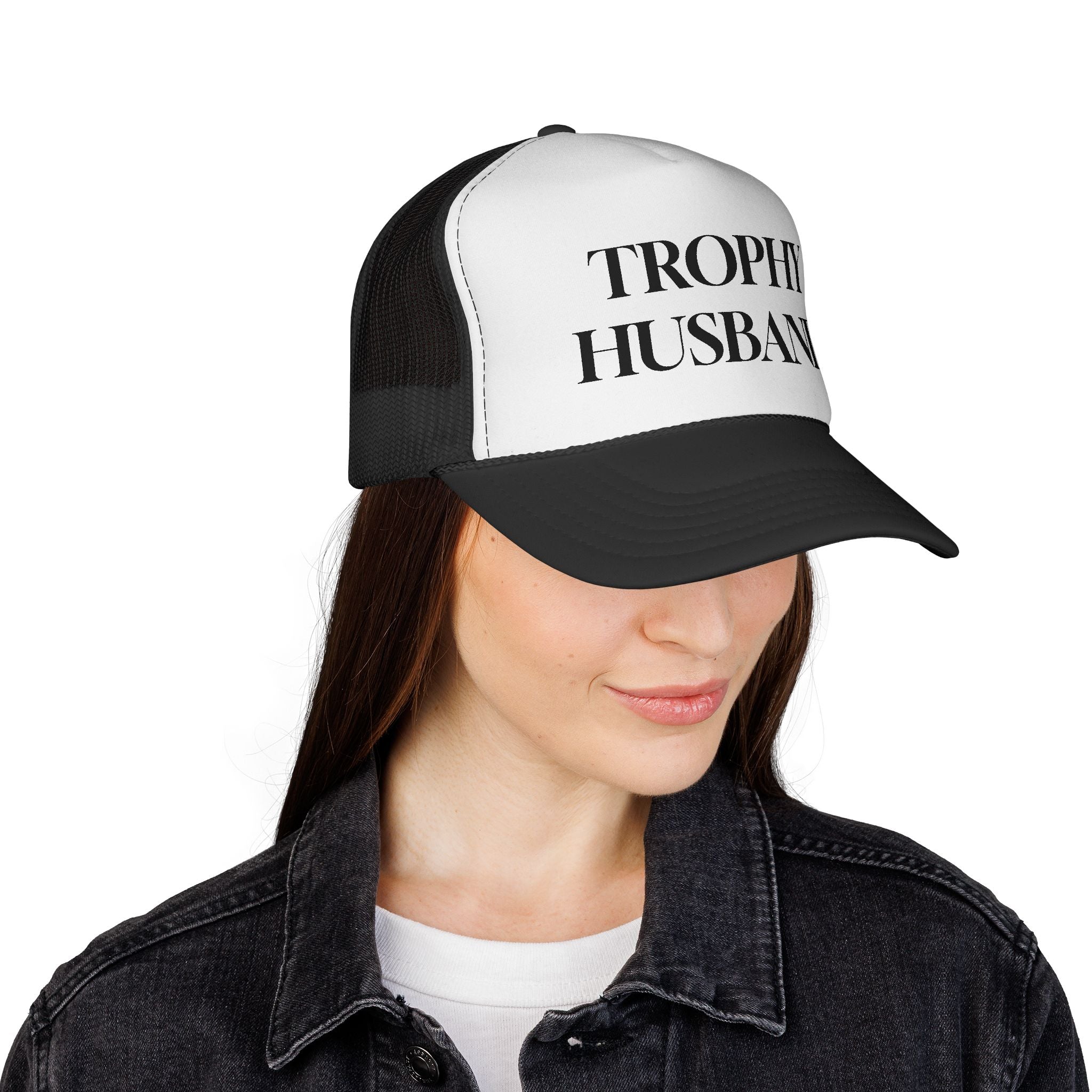 Trophy Husband Trucker Hat — Funny Novelty Mesh Cap for Gifts & Anniversaries